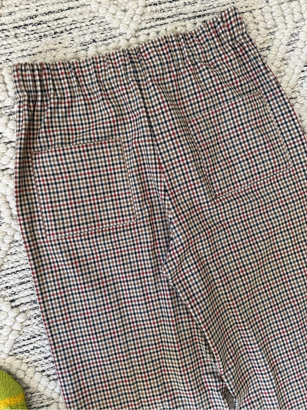ZARA Plaid Straight Leg Trousers Taupe Red Black Size M NWOT